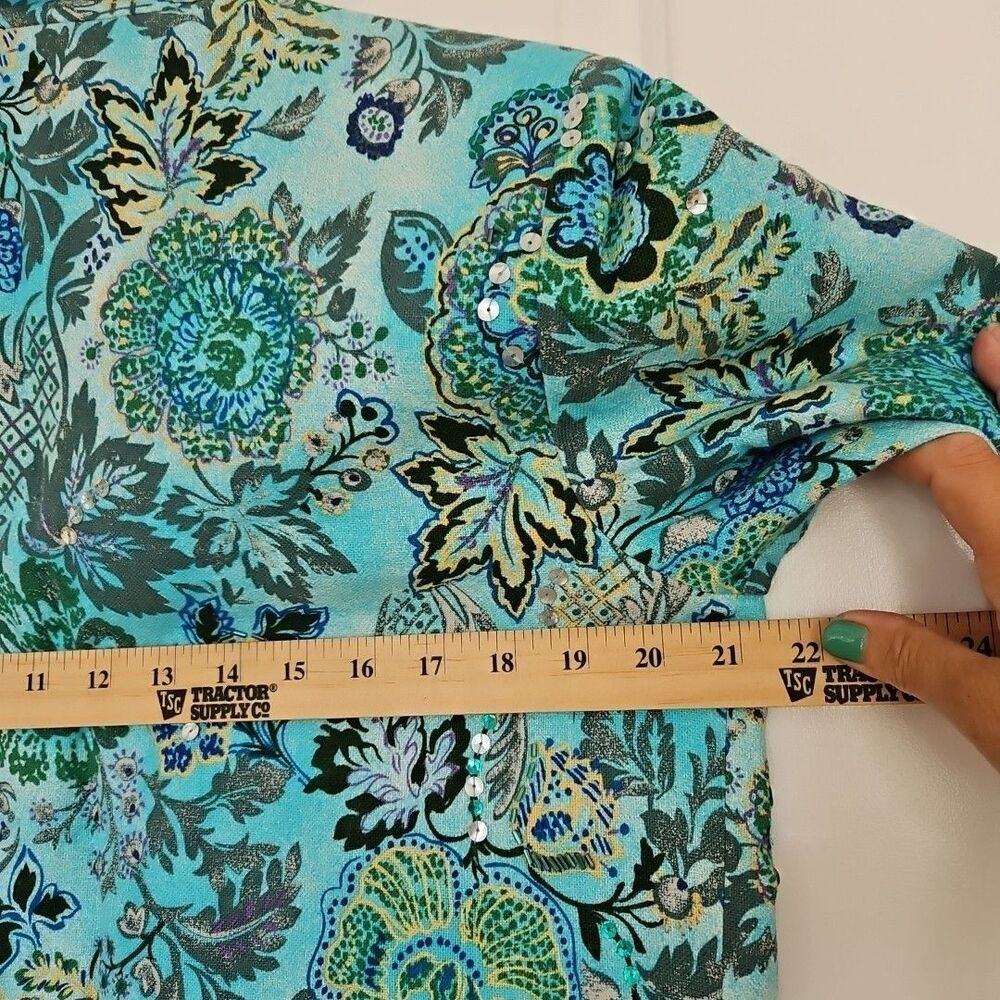 Coldwater Creek Colorful Tapestry Open Front Tropical Boho Blazer Jacket SZ Med - Picture 7 of 8